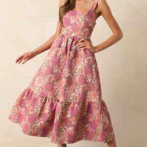 NWT! Anything Is Possible Mauve Floral Jacquard Maxi Dress